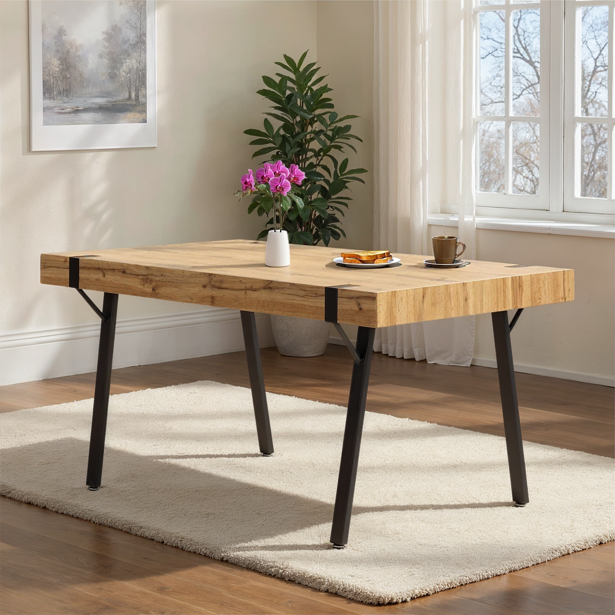 Treviso Dining Table Light Oak Effect/Black