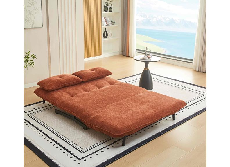 Tucker Deep Terra Fabric Futon Sofa Bed
