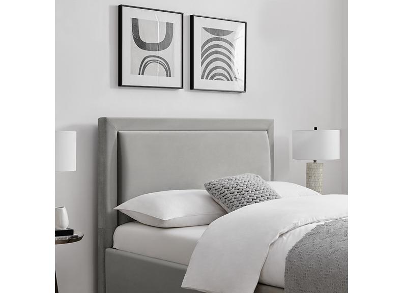 Humboldt Grey Velvet Bed - headboard 