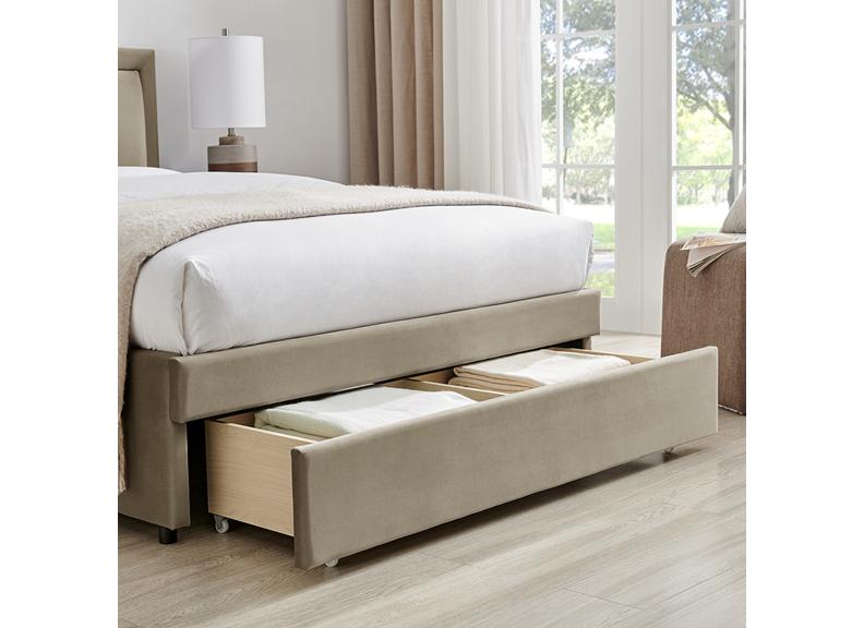 Humboldt Taupe Velvet Bed - drawer