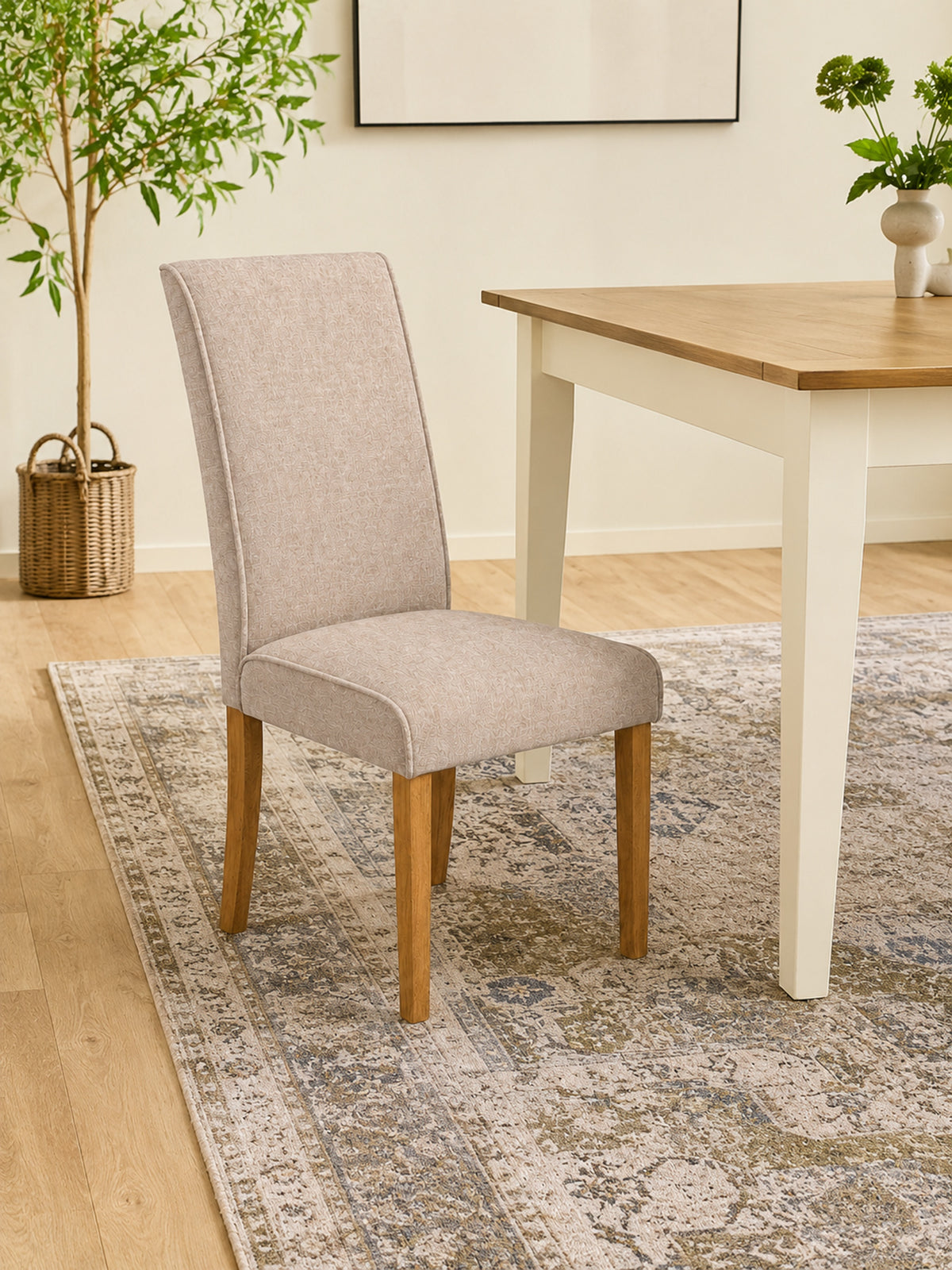 Valencia Upholstered Dining Chair (Set of 2) - Cream Chenille