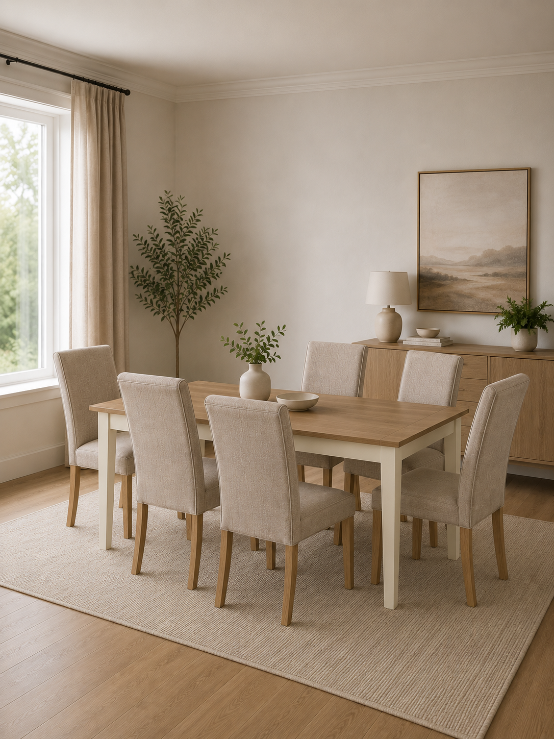 Valencia Upholstered Dining Chair (Set of 2) - Cream Chenille