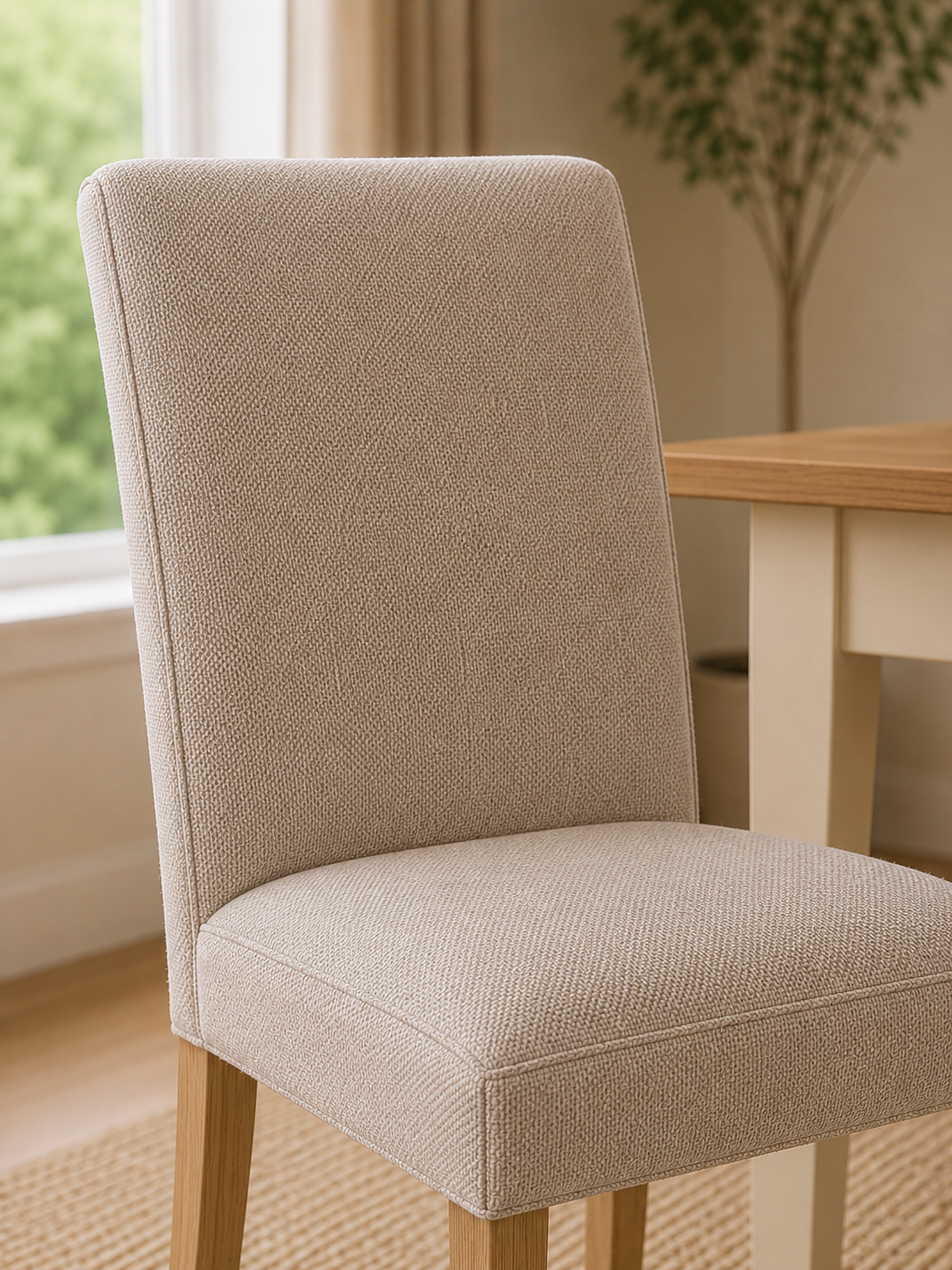 Valencia Upholstered Dining Chair (Set of 2) - Cream Chenille