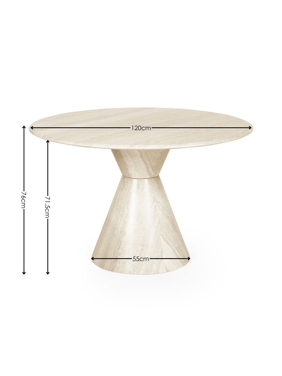 Verona 120cm Round Pedestal 4 Seater Dining Table - Cream Marble Effect