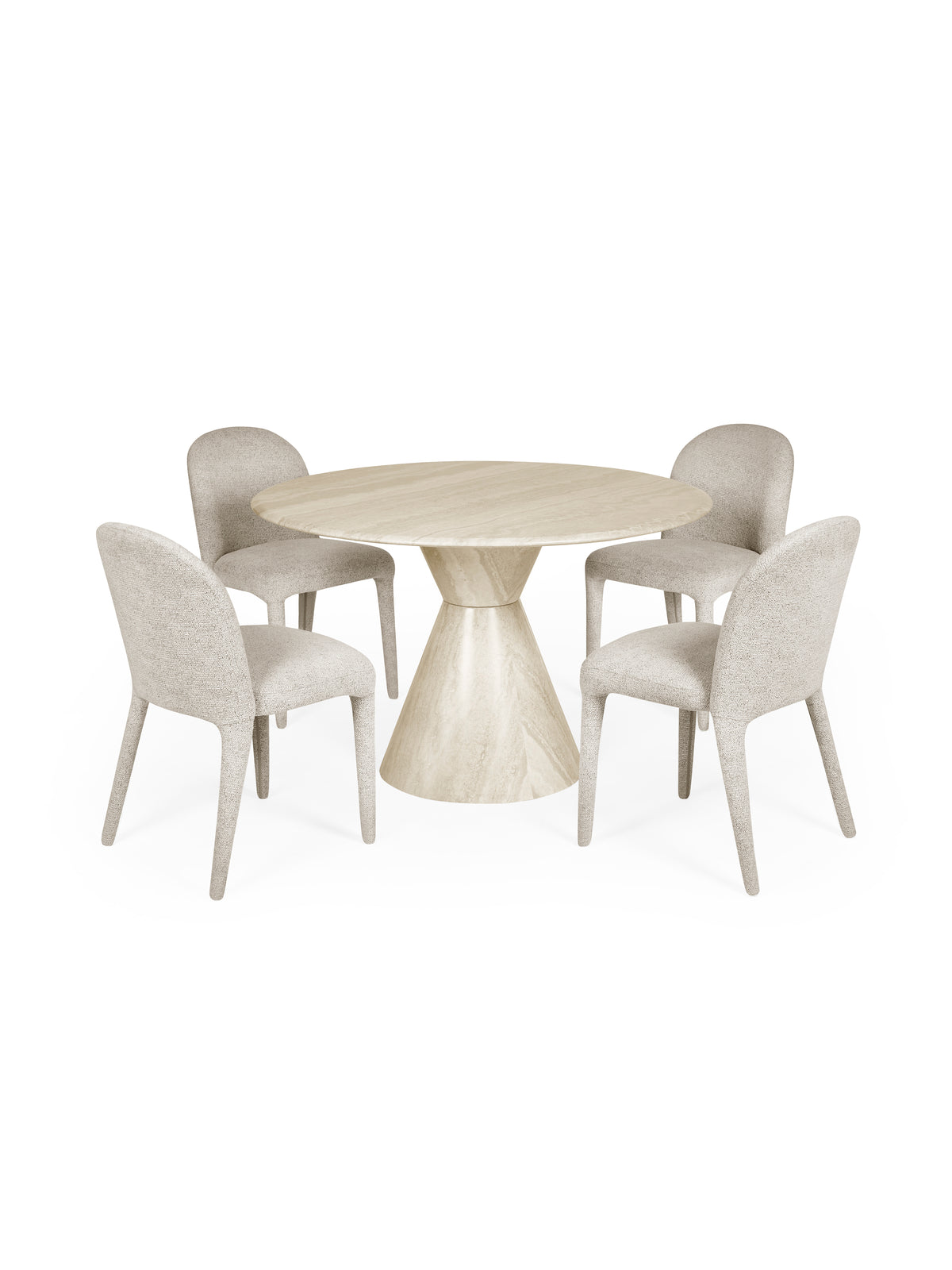 Verona 120cm Round Pedestal 4 Seater Dining Table - Cream Marble Effect