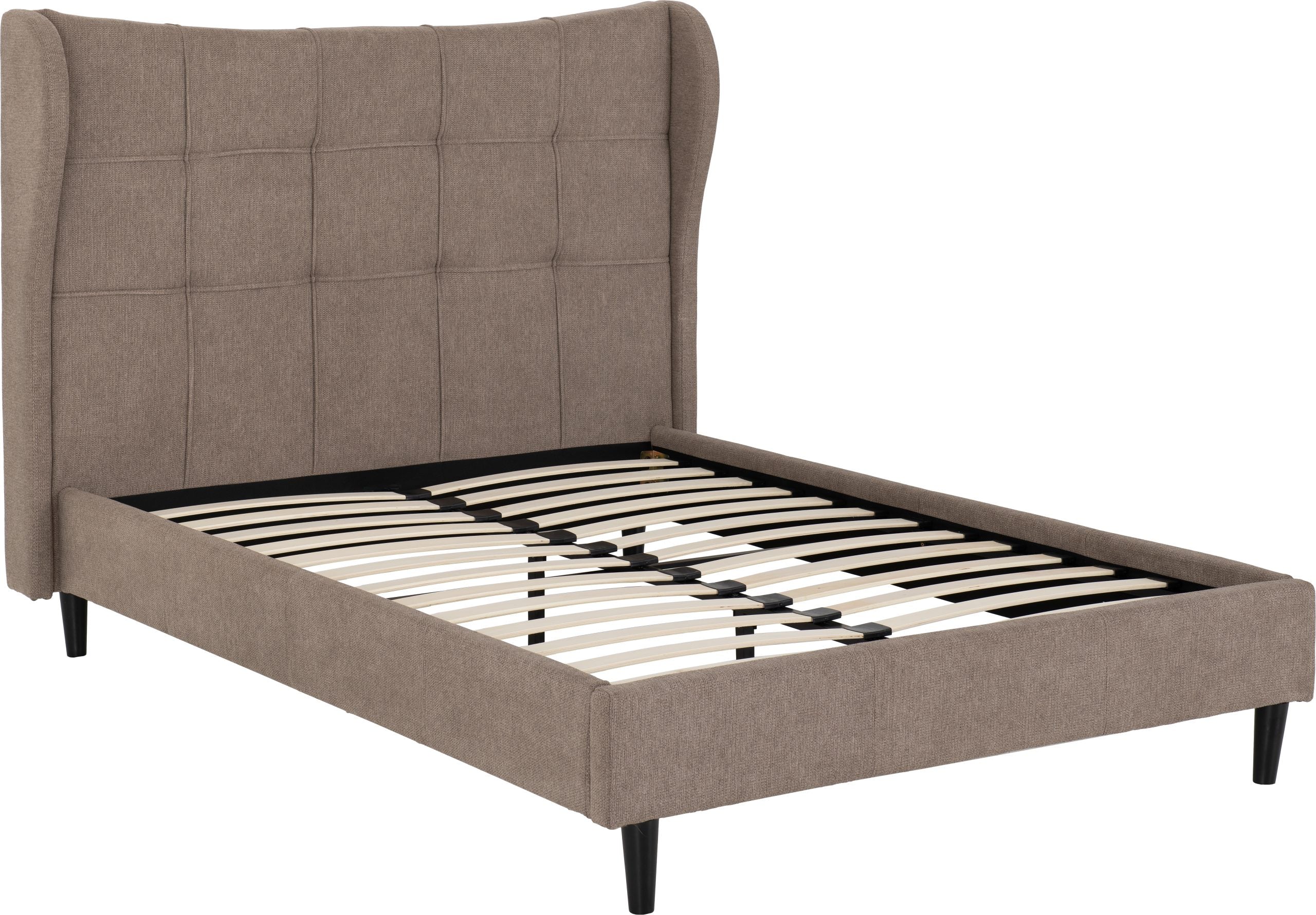 Verona 5' Bed – Brown Fabric with Padded Headboard
