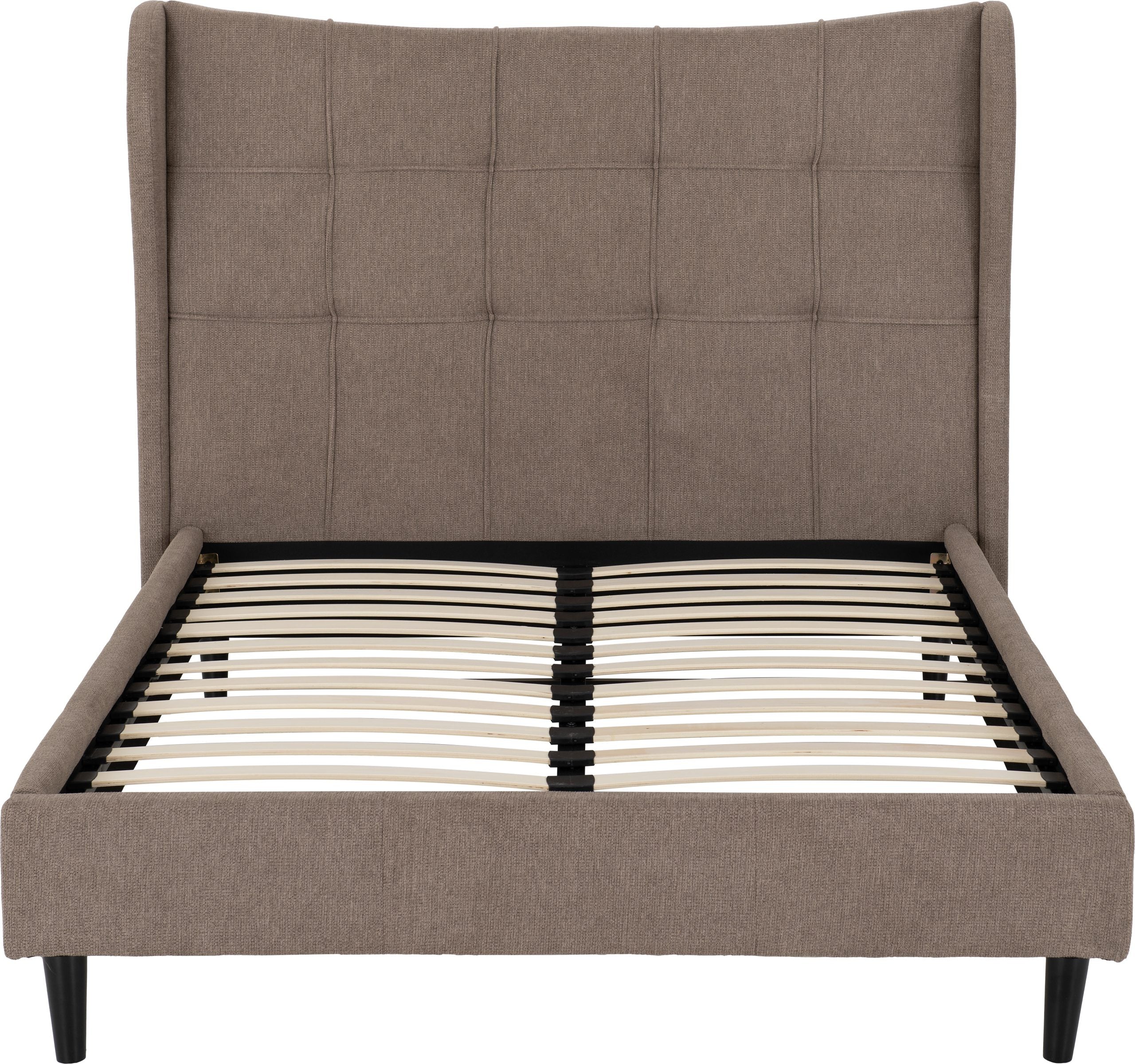 Verona 5' Bed – Brown Fabric with Padded Headboard