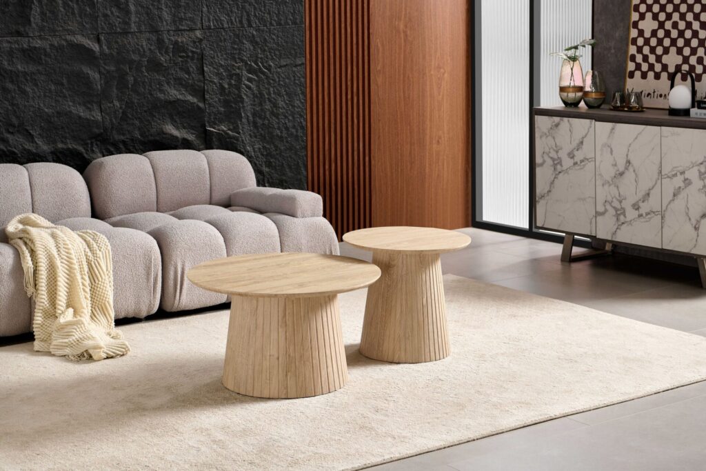Valencia Coffee Table Set – Oak & Grey Nesting Tables