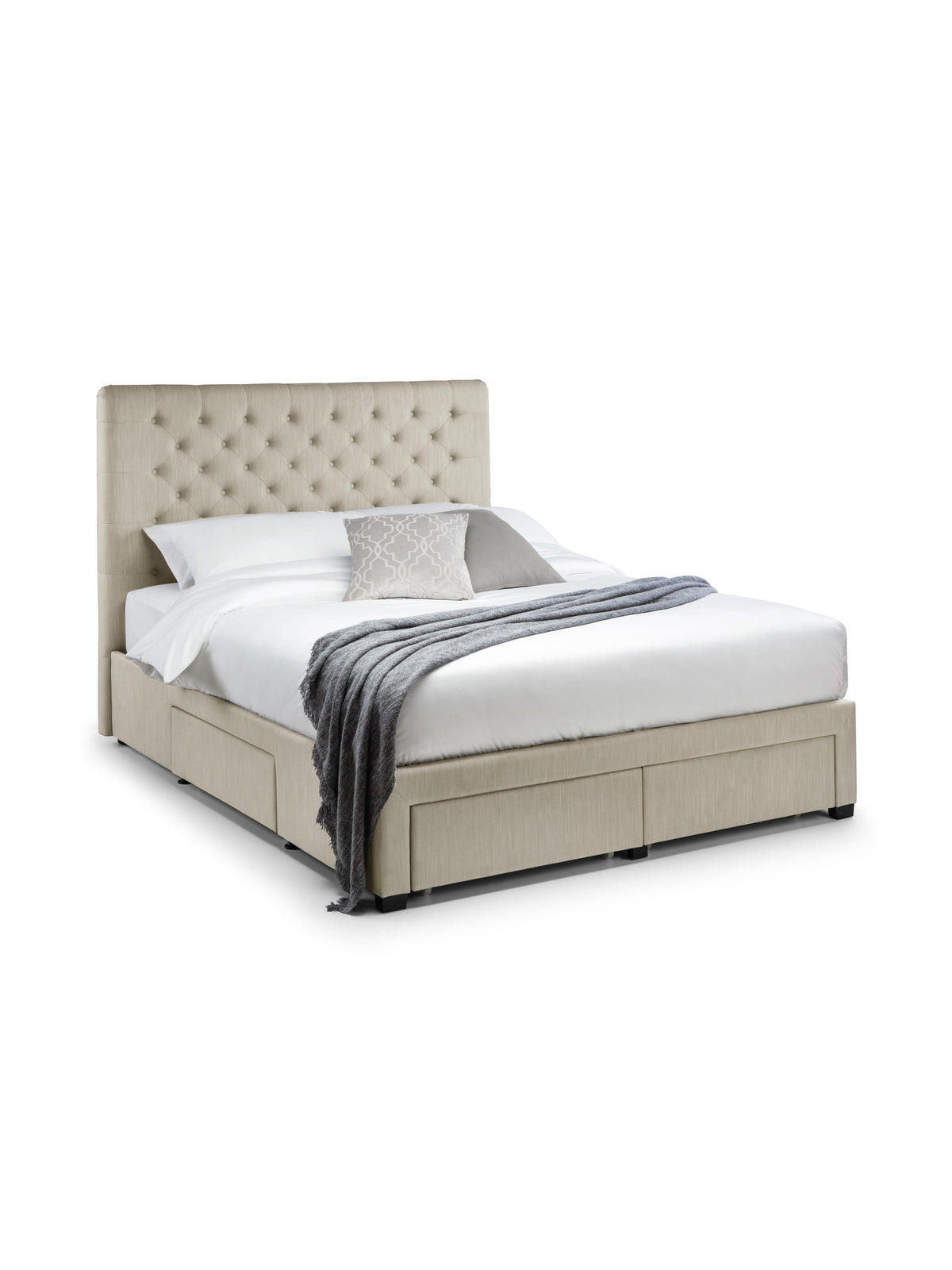 Wilton Upholstered 4 Drawer Storage Bed Frame - Oatmeal Linen, King