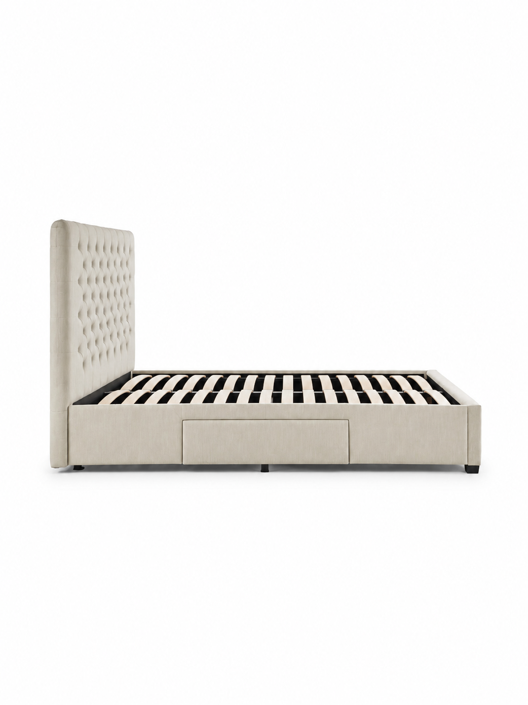 Wilton Upholstered 4 Drawer Storage Bed Frame - Oatmeal Linen, Super King