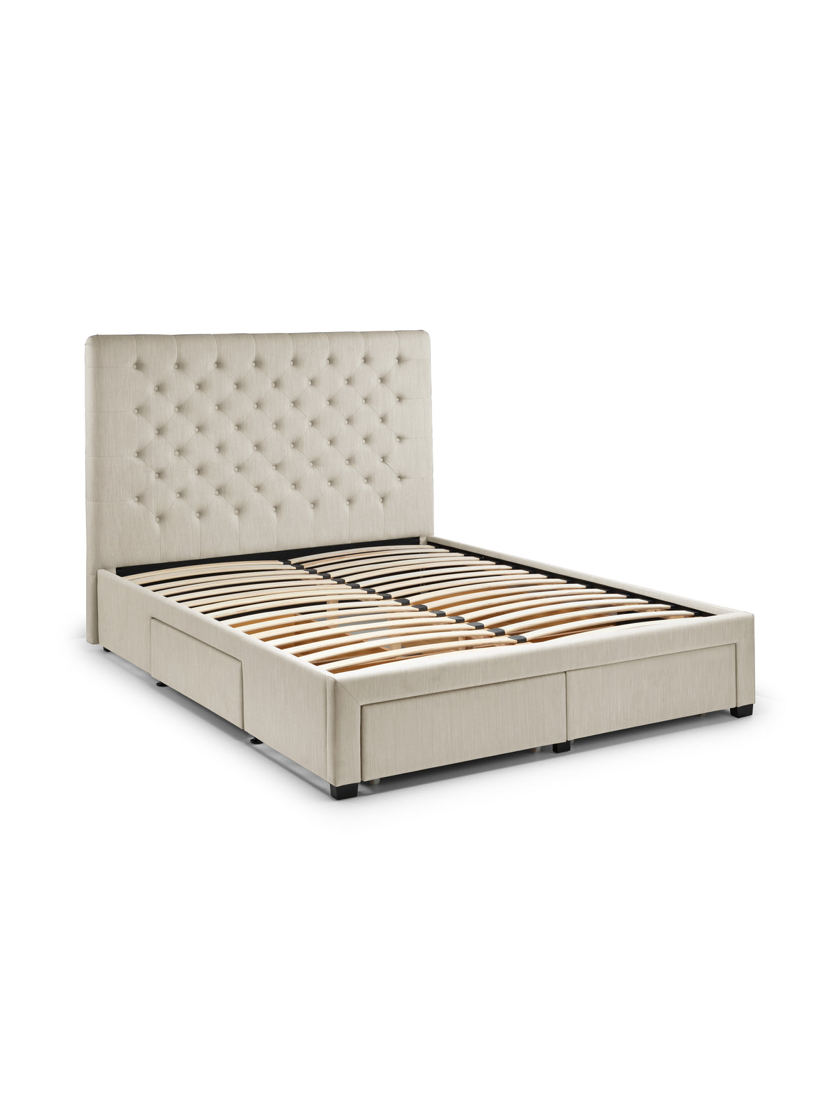 Wilton Upholstered 4 Drawer Storage Bed Frame - Oatmeal Linen, Super King