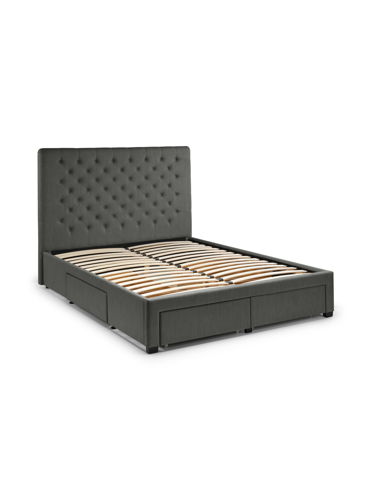 Wilton Upholstered 4 Drawer Storage Bed Frame - Dark Grey Linen, King
