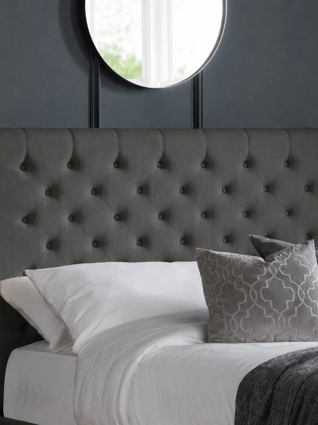 Wilton Upholstered 4 Drawer Storage Bed Frame - Dark Grey Linen, King
