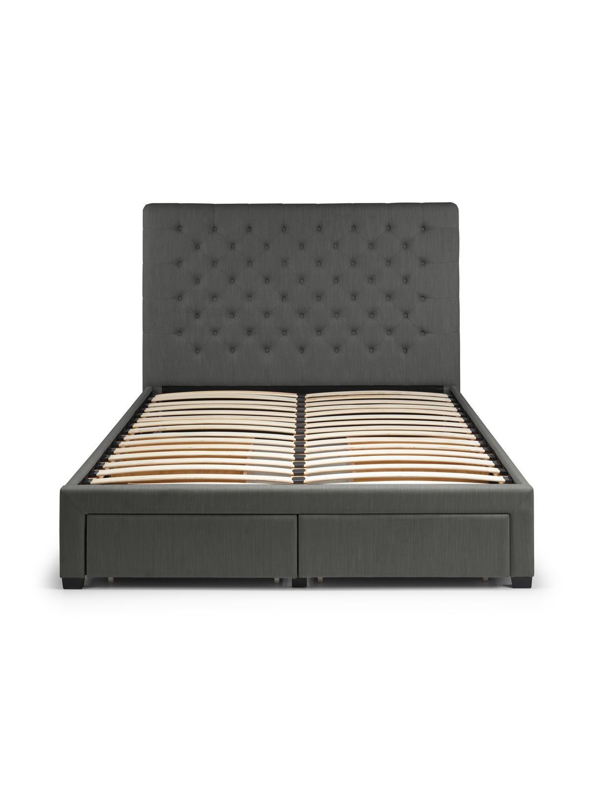 Wilton Upholstered 4 Drawer Storage Bed Frame - Dark Grey Linen, Super King