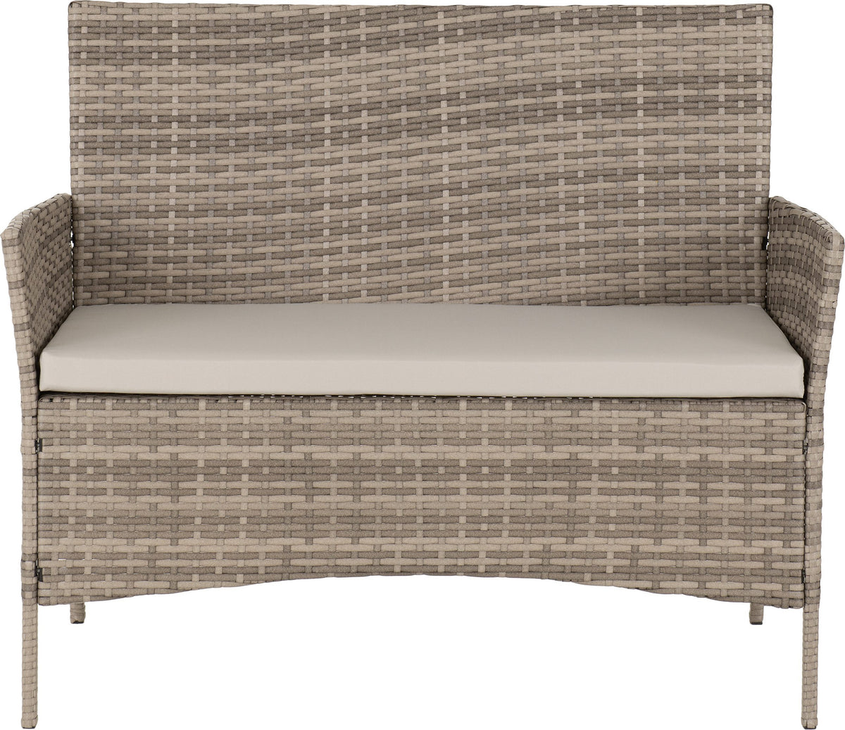 Willow 4 Piece Garden Set Grey Rattan/Grey Fabric/Clear Glass