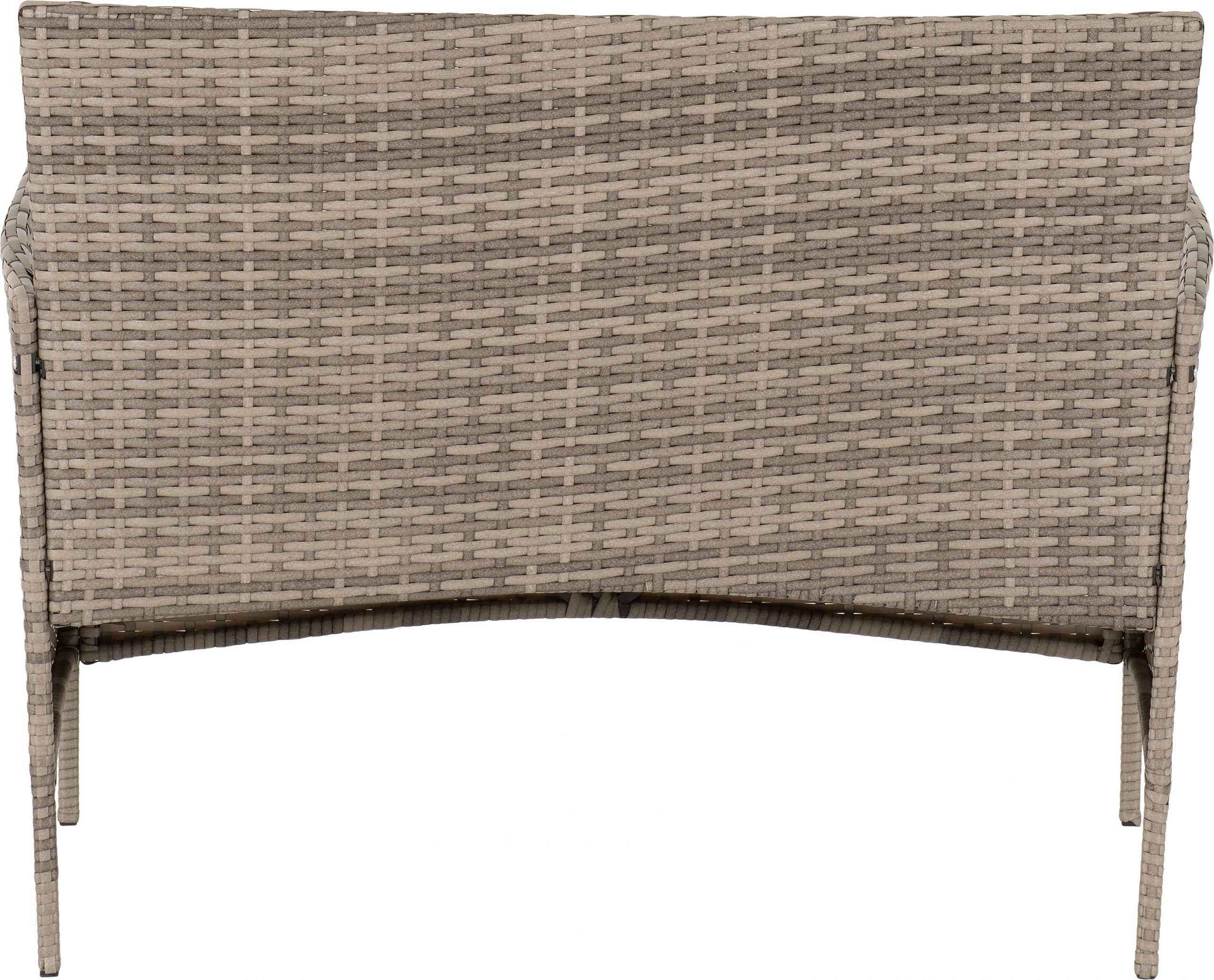 Willow 4 Piece Garden Set Grey Rattan/Grey Fabric/Clear Glass