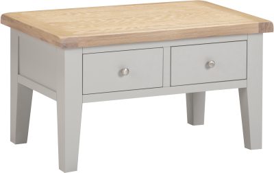 WINDSOR 2 DRAWER COFFEE TABLE - PEBBLE GREY/OAK