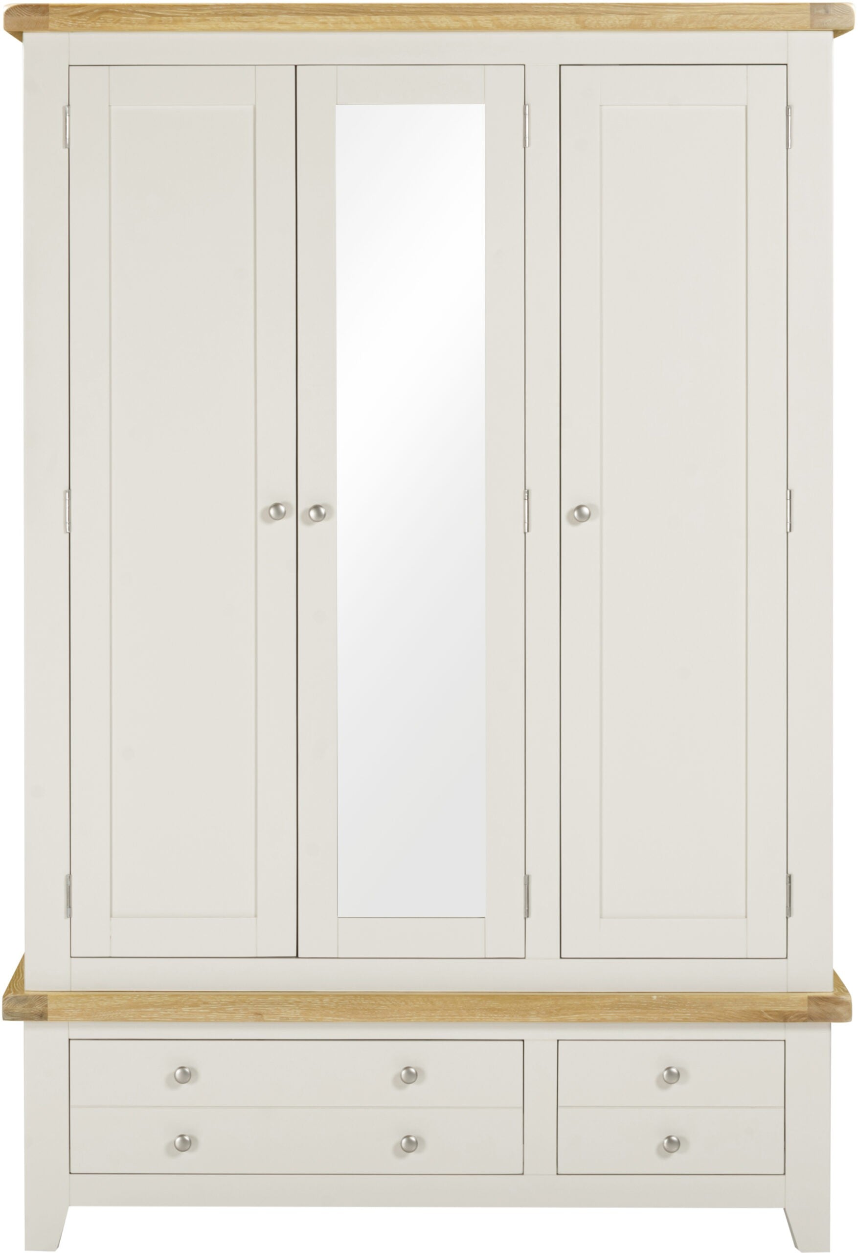 Windsor 3 Door 2 Drawer Wardrobe – Ivory/Oak