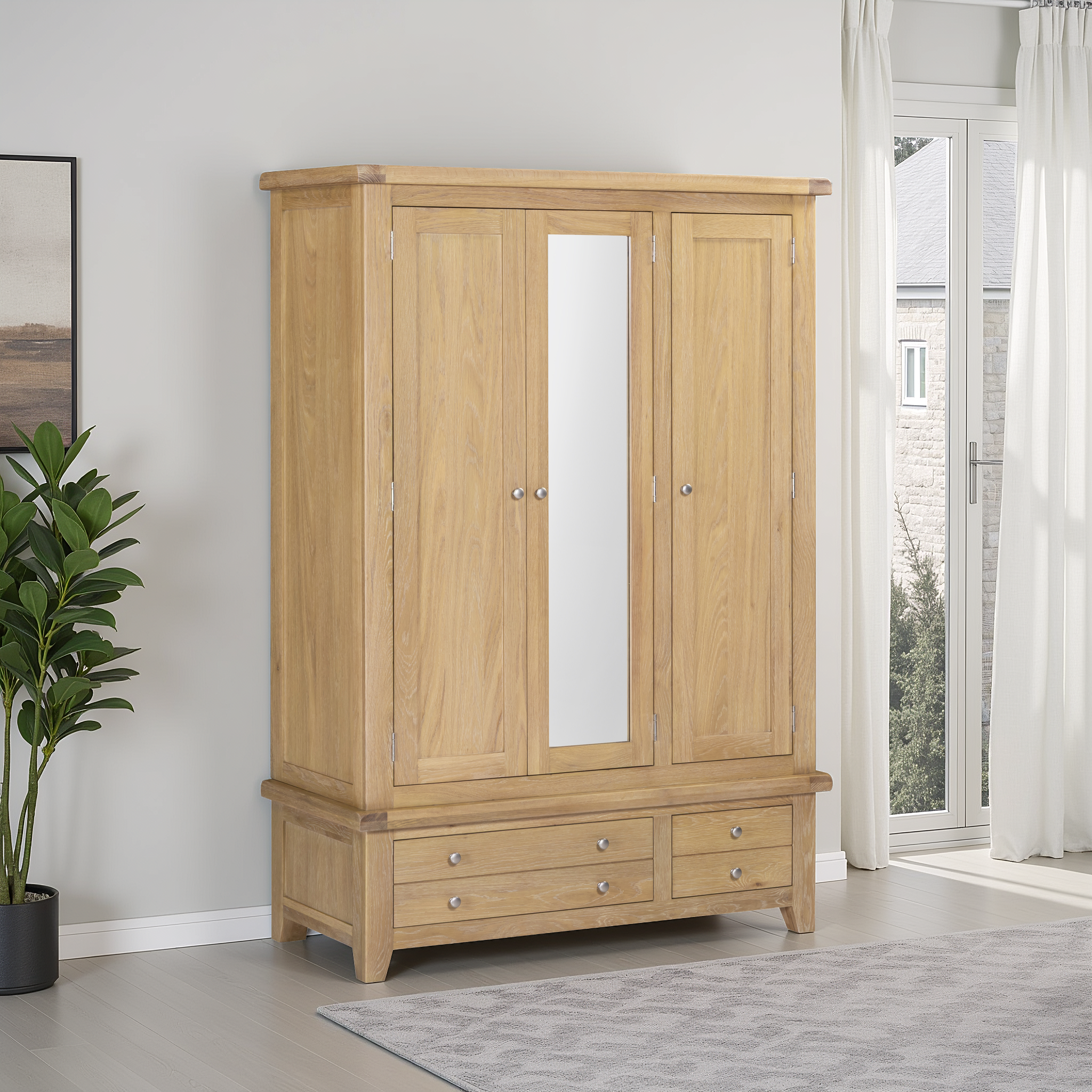 Windsor 3 Door 2 Drawer Wardrobe – Oak