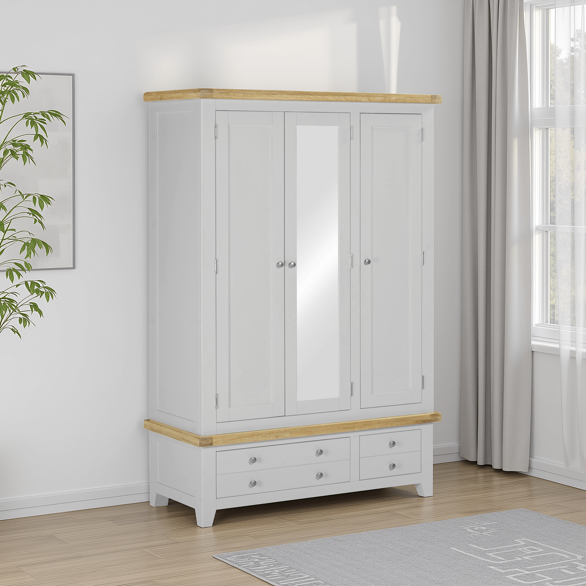 Windsor 3 Door 2 Drawer Wardrobe – Pebble Grey/Oak