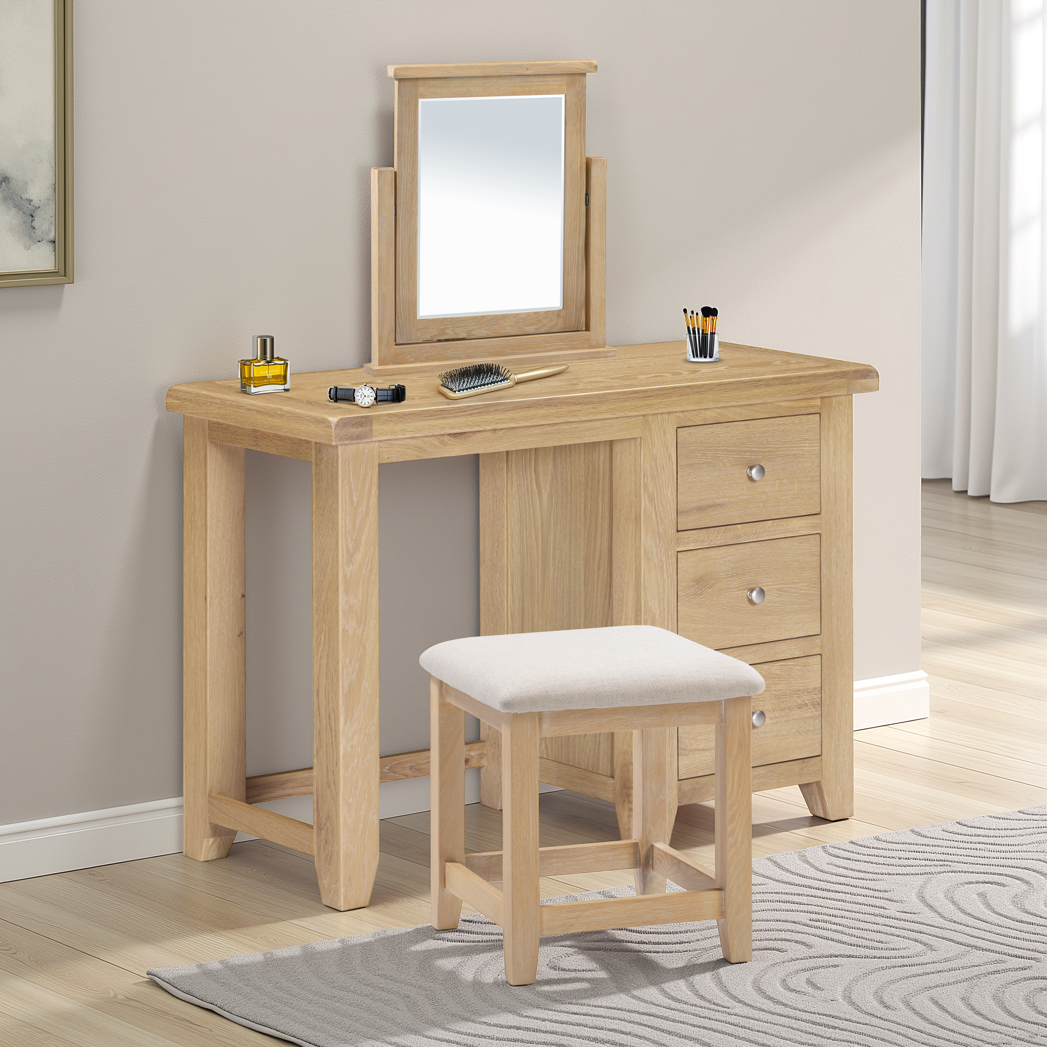 Windsor 3 Drawer Dressing Table Natural Oak