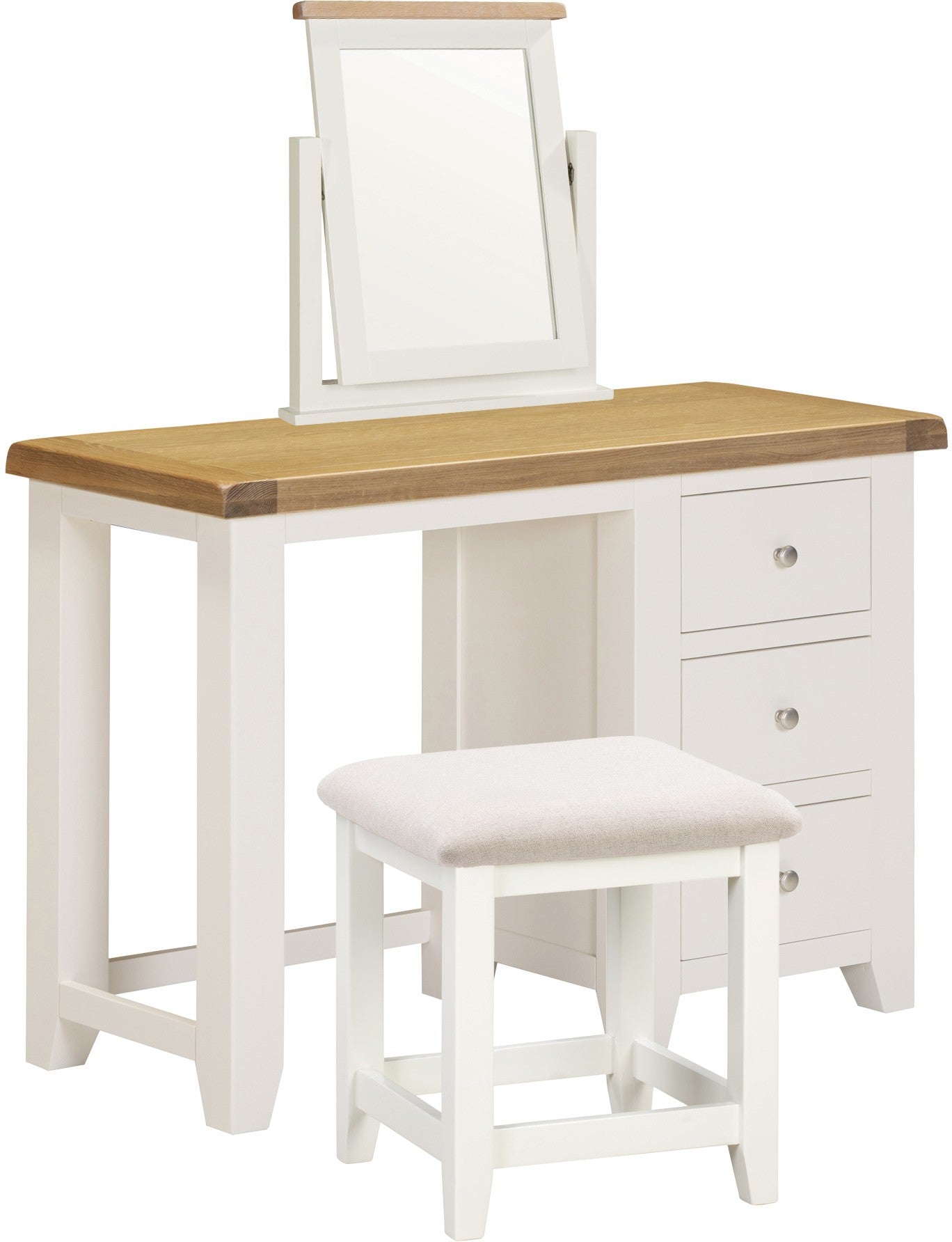 Windsor 3 Drawer Dressing Table Set Ivory/Oak/Oat Fabric