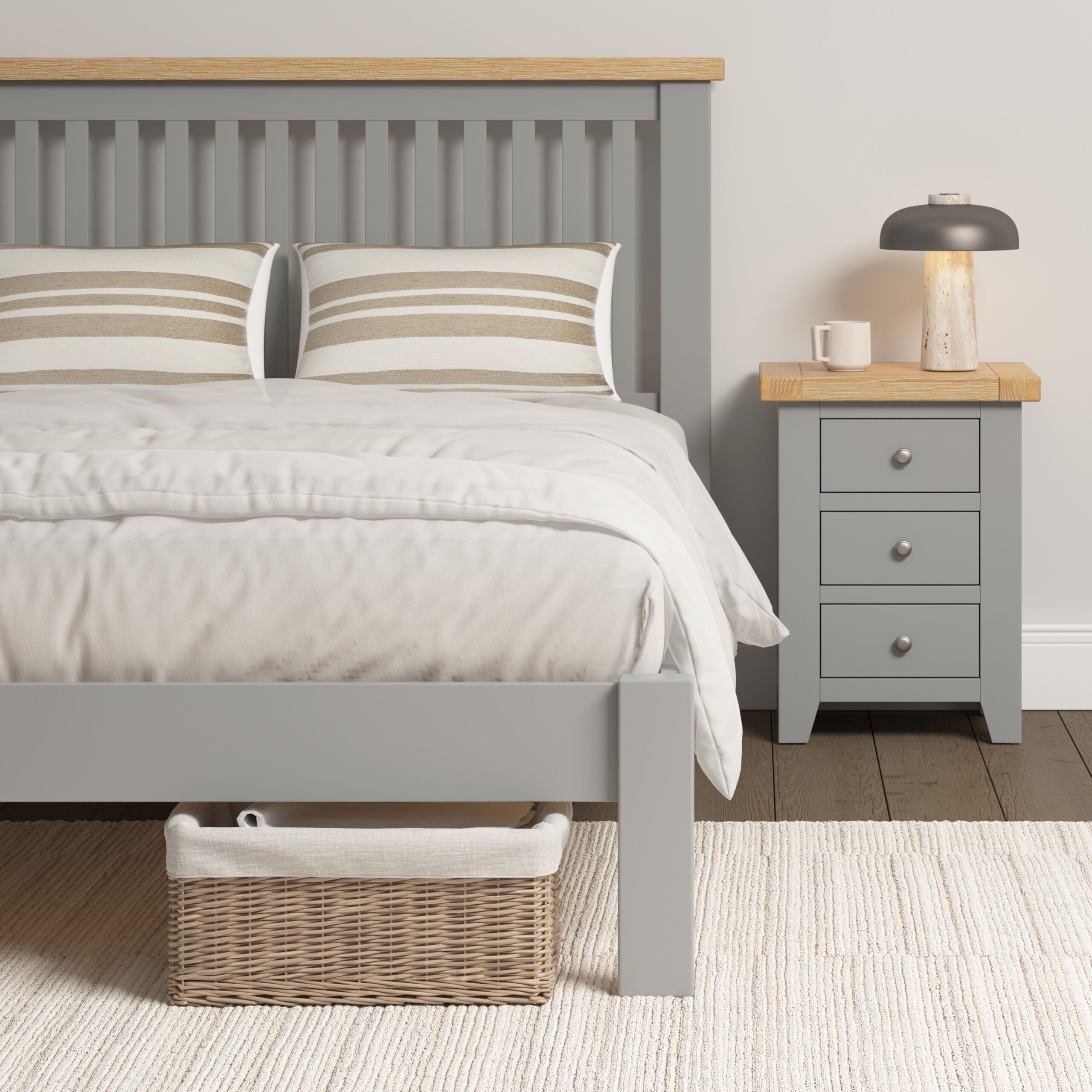 Windsor 5' Bed Low Foot End Pebble Grey/Oak