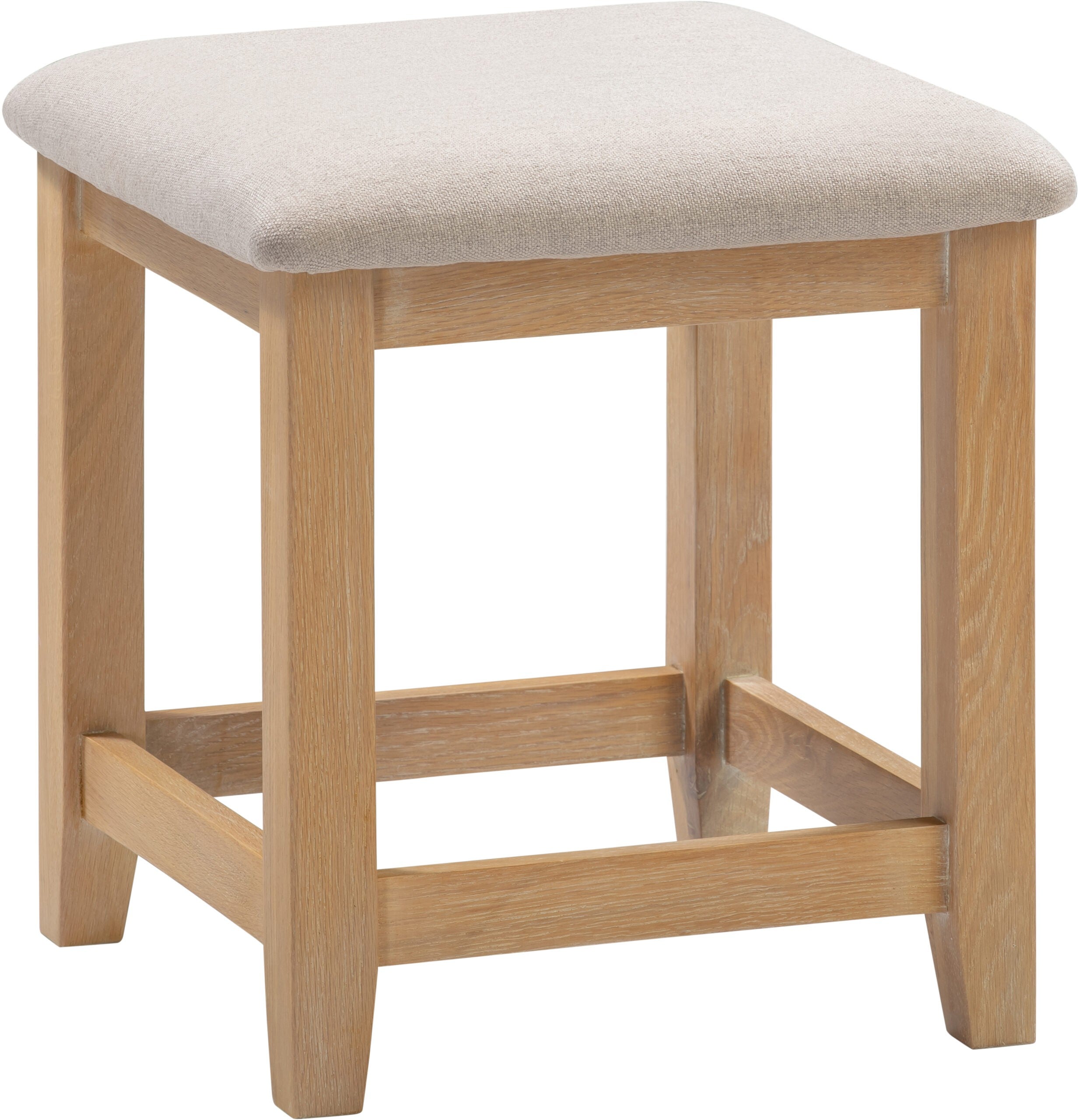 Windsor Dressing Table Stool Natural Oak/Oat Fabric