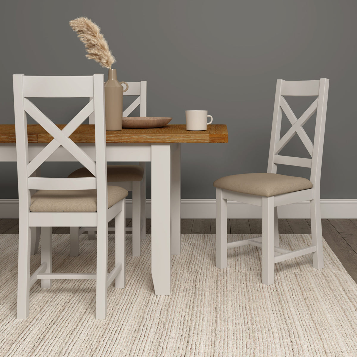 Windsor Large Extending Dining Table Ivory/Oak
