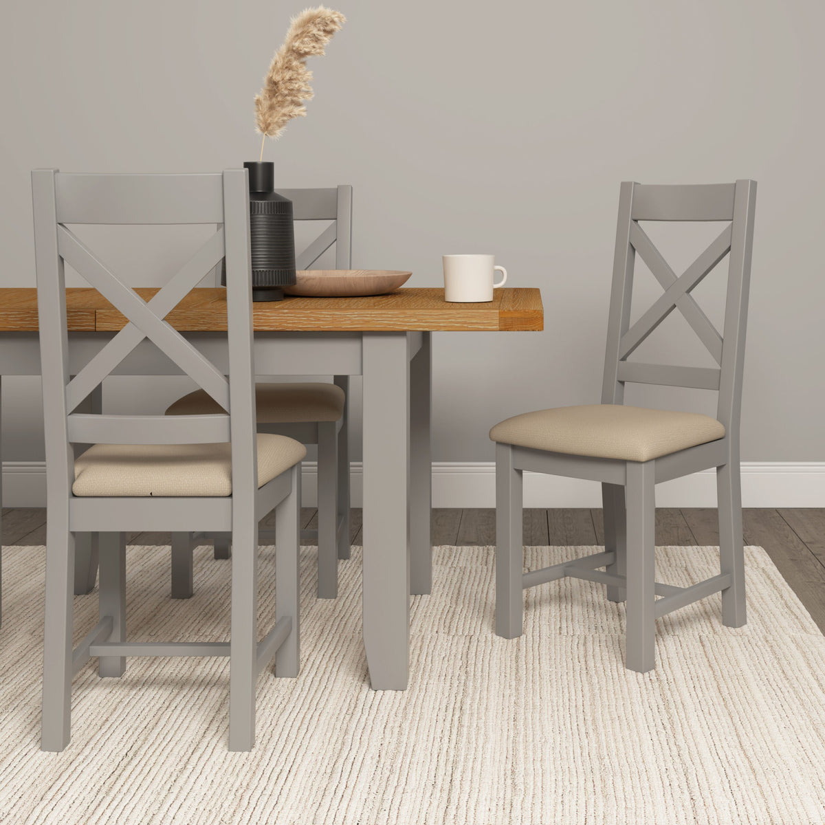 Windsor Large Extending Dining Table Pebble Grey/Oak