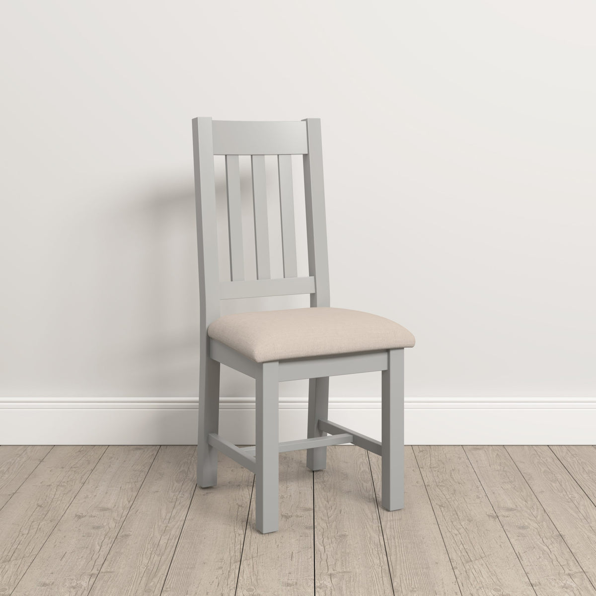 Windsor Slatted Chair (Box of 2) Pebble Grey/Oat Fabric