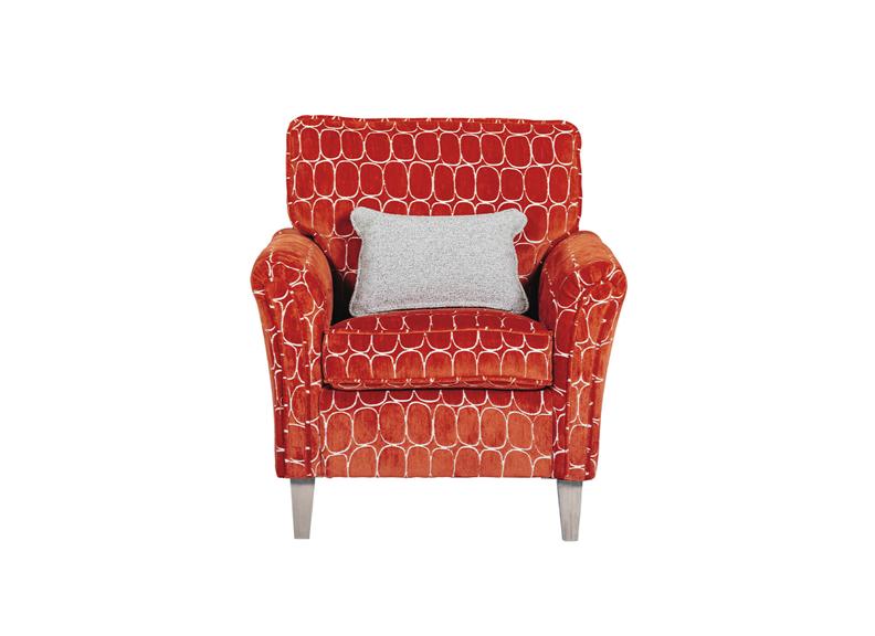Winnie Accent Chair – Rust Upholstery With Bolster Cushion