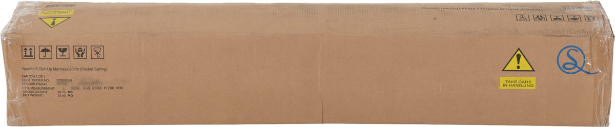 Yasmin 5' Roll-Up Mattress 20cm (Pocket Spring) White