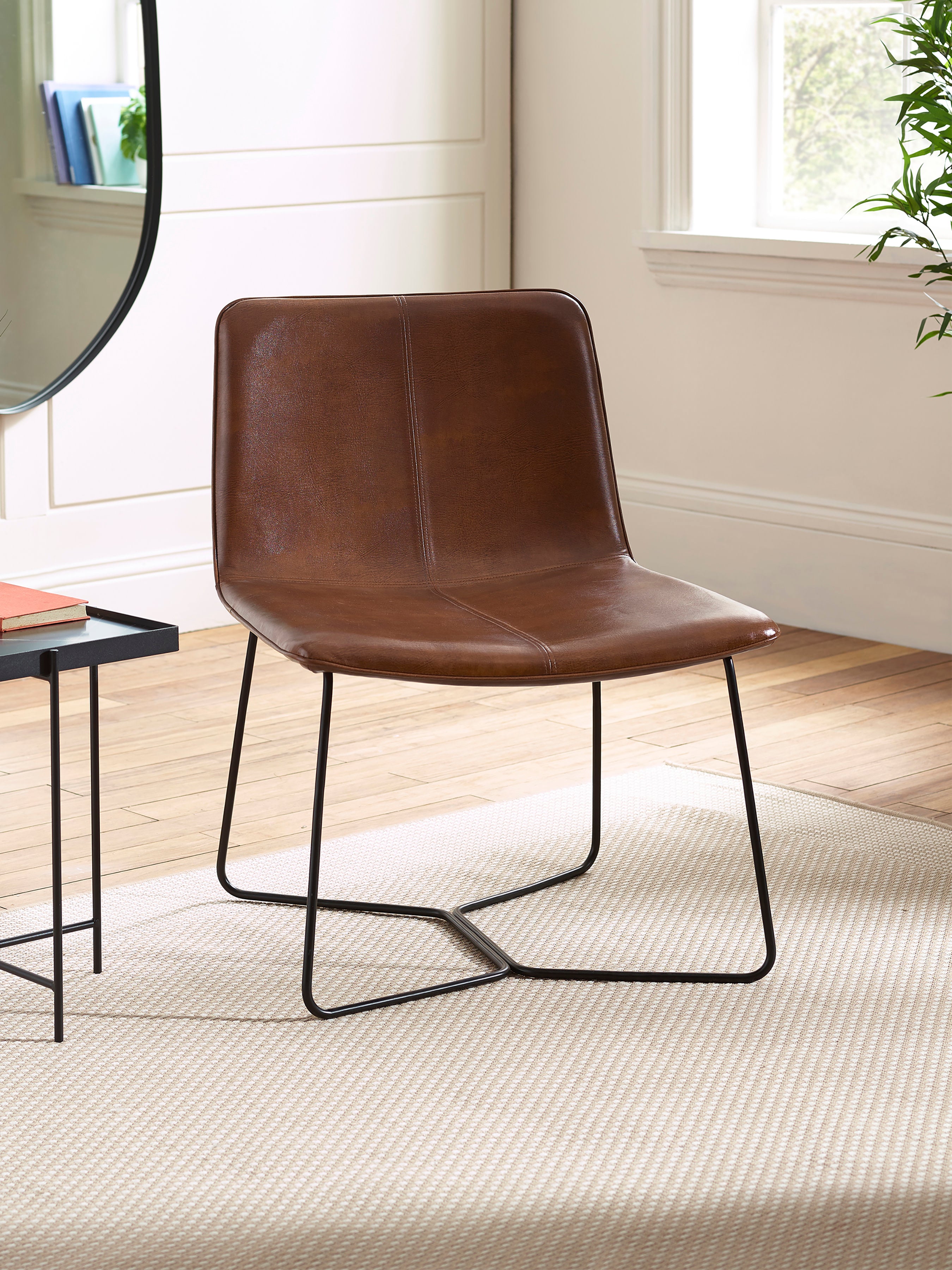 Joren Tan Brown PU Leather Lounge Chair