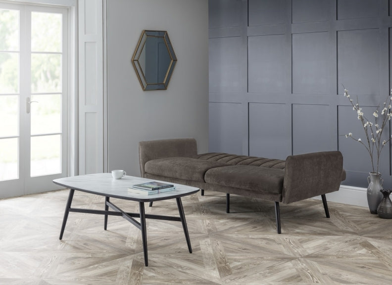 Afina Grey Velvet Sofa Bed Room Open