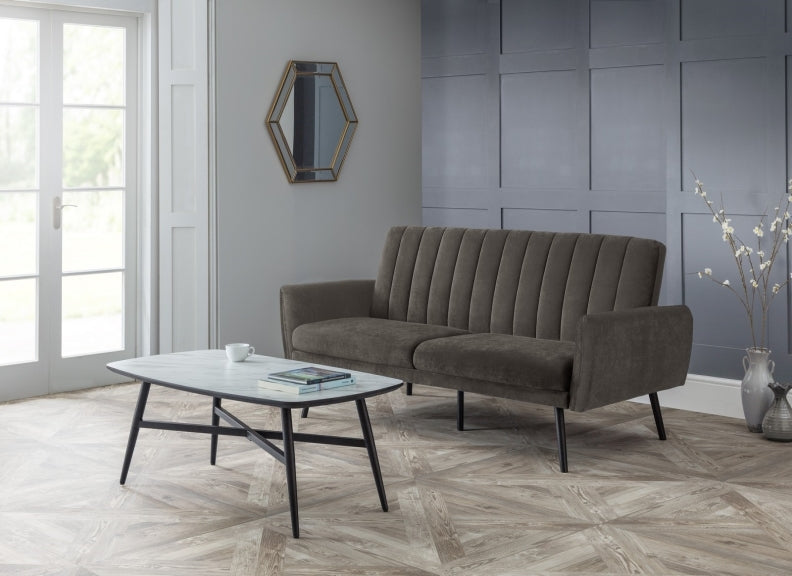 Afina Grey Velvet Sofa Bed Room Closed