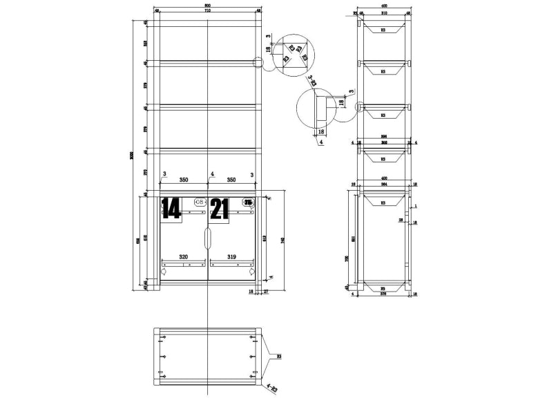 Alex Bookcase - dimensions