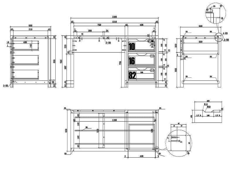 Alex Desk - dimensions
