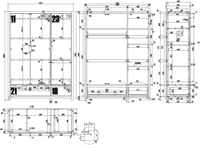 Alex Triple Robe - dimensions