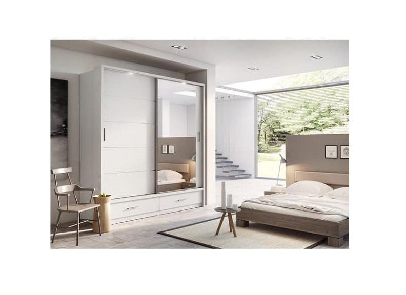 Alpha 2m White Mirrored Sliderobe ***EXPRESS DELIVERY***