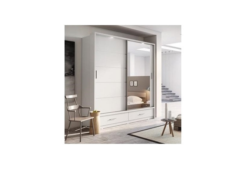 Alpha 2m White Mirrored Sliderobe ***EXPRESS DELIVERY***