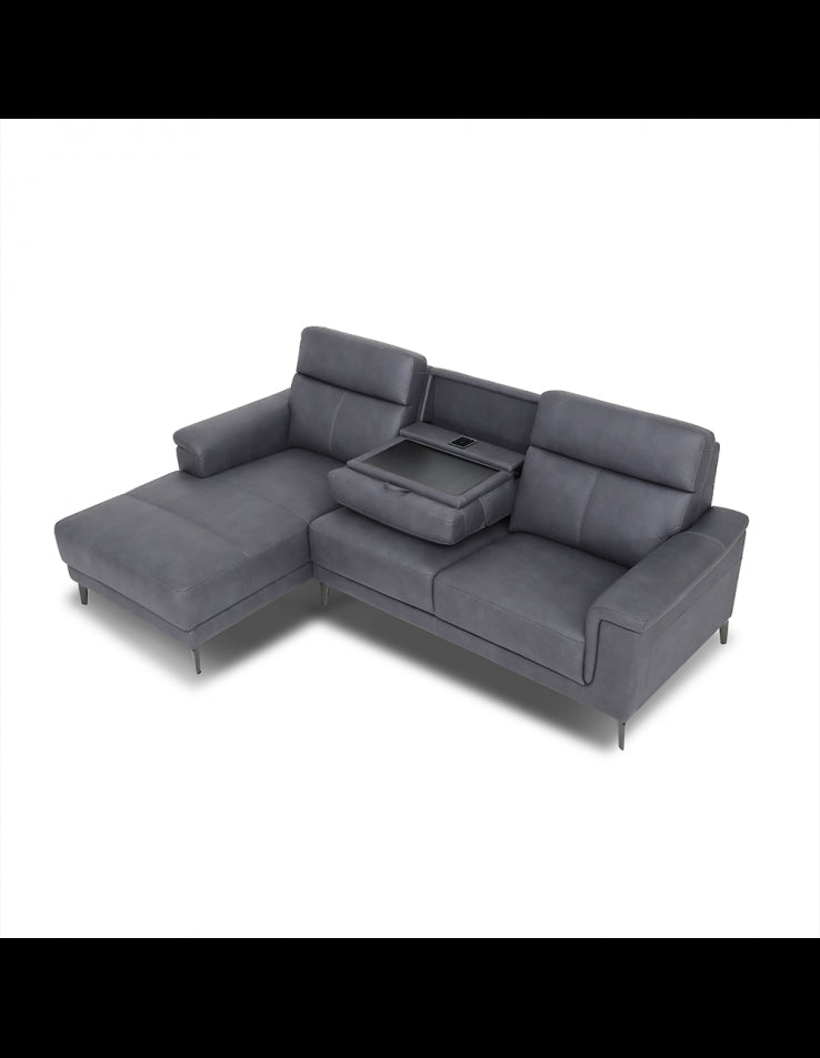 Anthony Sectional Sofa with LHF Chaise and Drop-Down Tray in Graphite – Modern 3-Seater Comfort | Free Nationwide Delivery by Homeline Furniture
