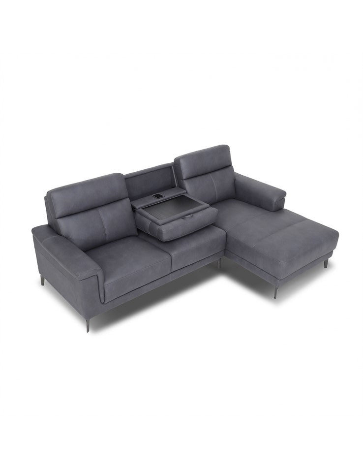 Anthony Sectional Sofa with RHF Chaise and Drop-Down Tray in Graphite – Stylish 3-Seater Comfort | Free Nationwide Delivery by Homeline Furniture