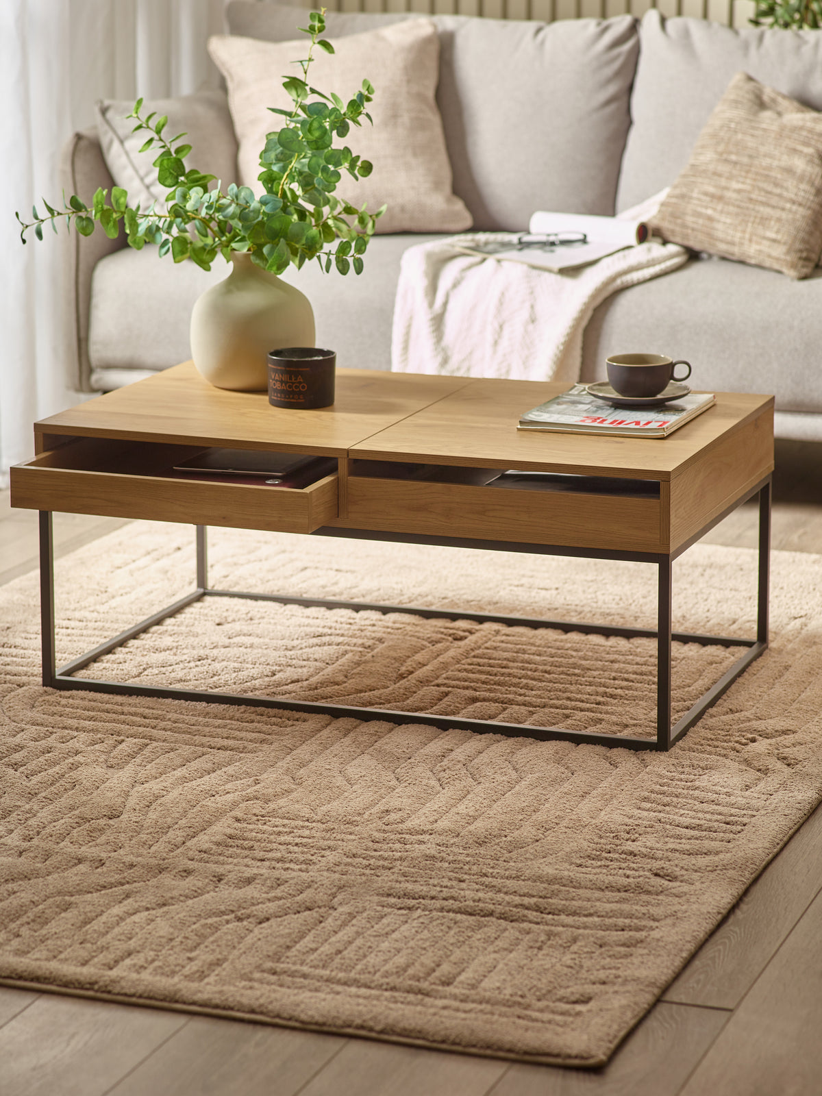 Kade 100cm Oak Effect Rectangular Storage Coffee Table