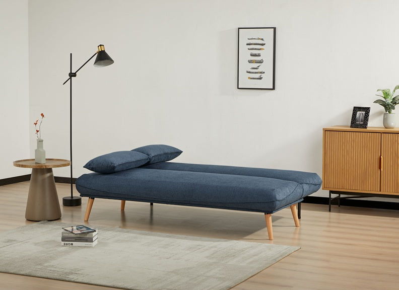 Agra Blue Sofa Bed - open