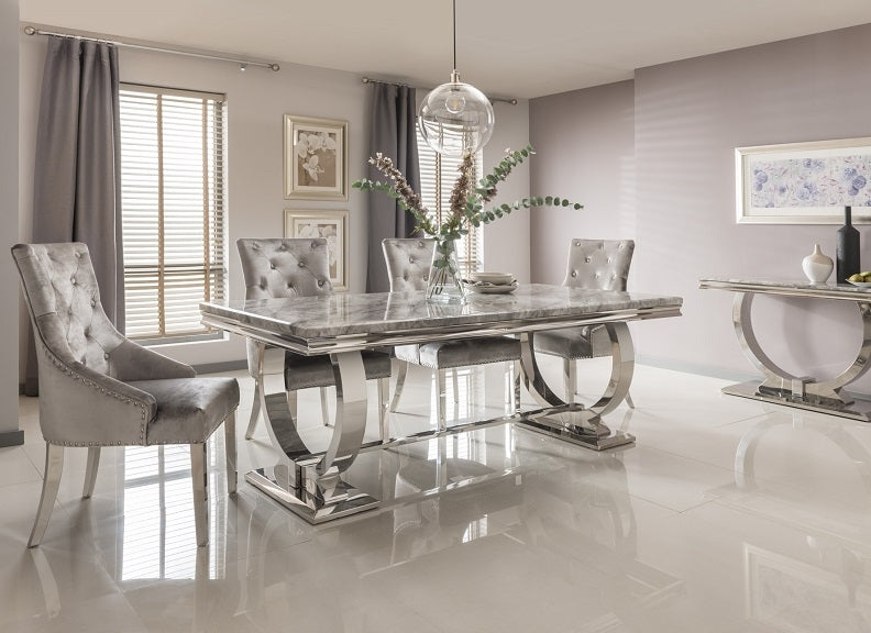Arianna Table & Belvedere Pewter Chairs