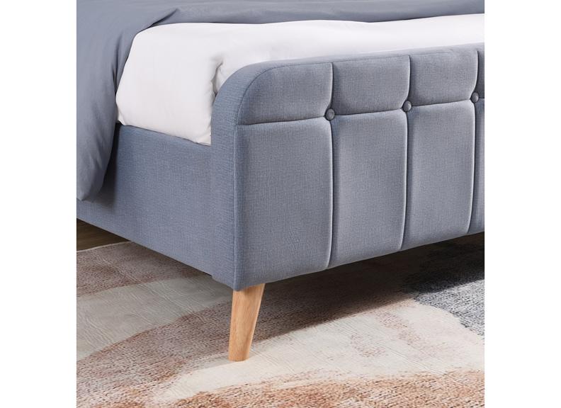 Ashley Sky Blue Fabric Bed With Fabric Stud Headboard