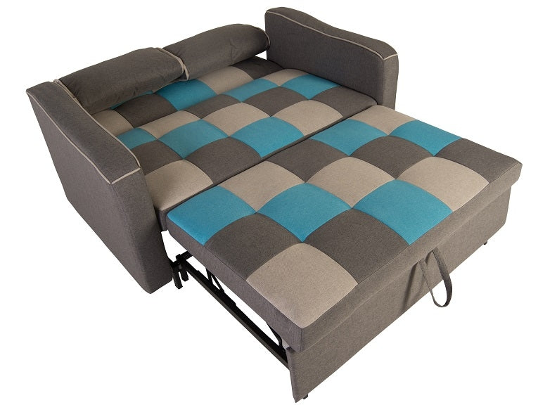 Aspen Teal/Grey Blue Sofabed open
