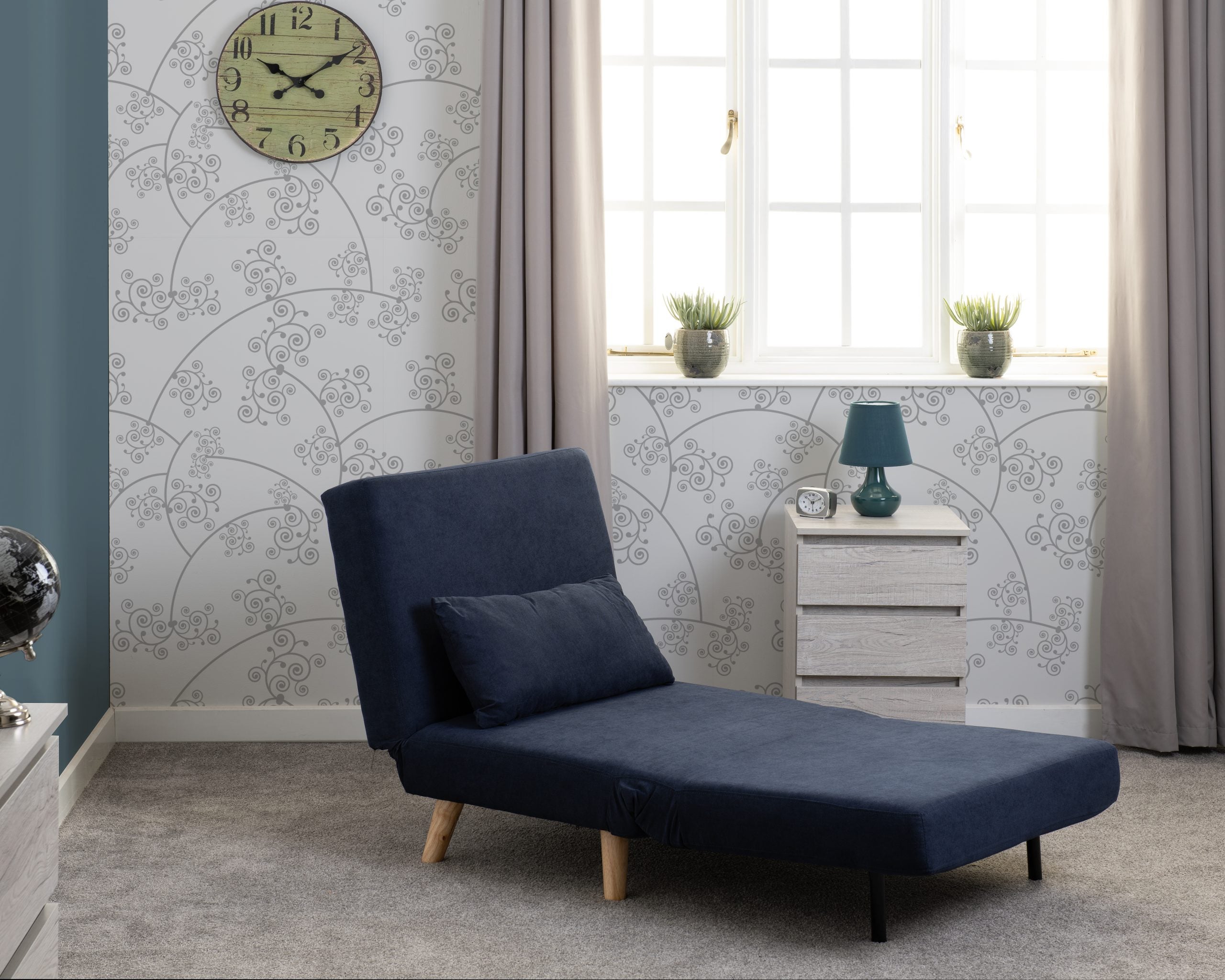 Astoria Navy Fabric Chair/Bed Linen Fabric