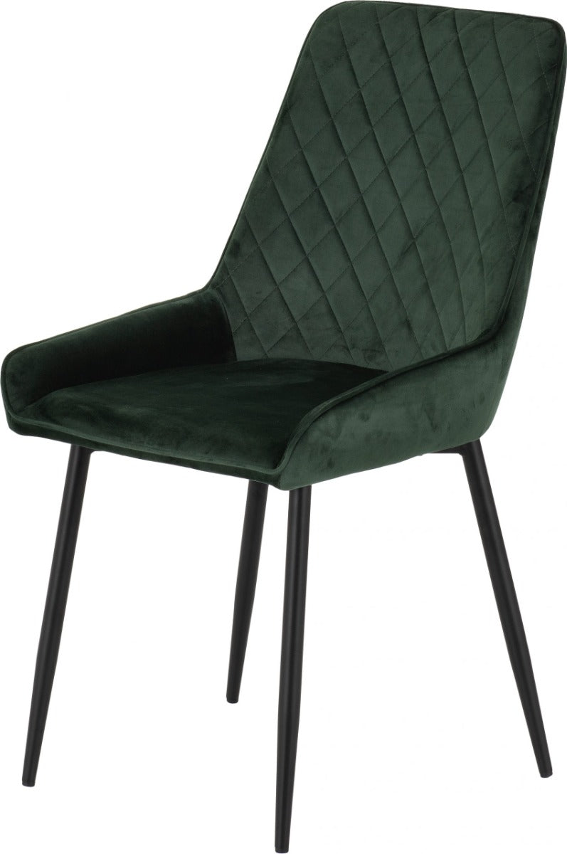 Hamilton Large Dining Set with Avery Chairs in Medium Oak Effect - Black & Emerald Green Velvet | Free Nationwide Delivery in 2-3 Weeks | Homeline Furniture